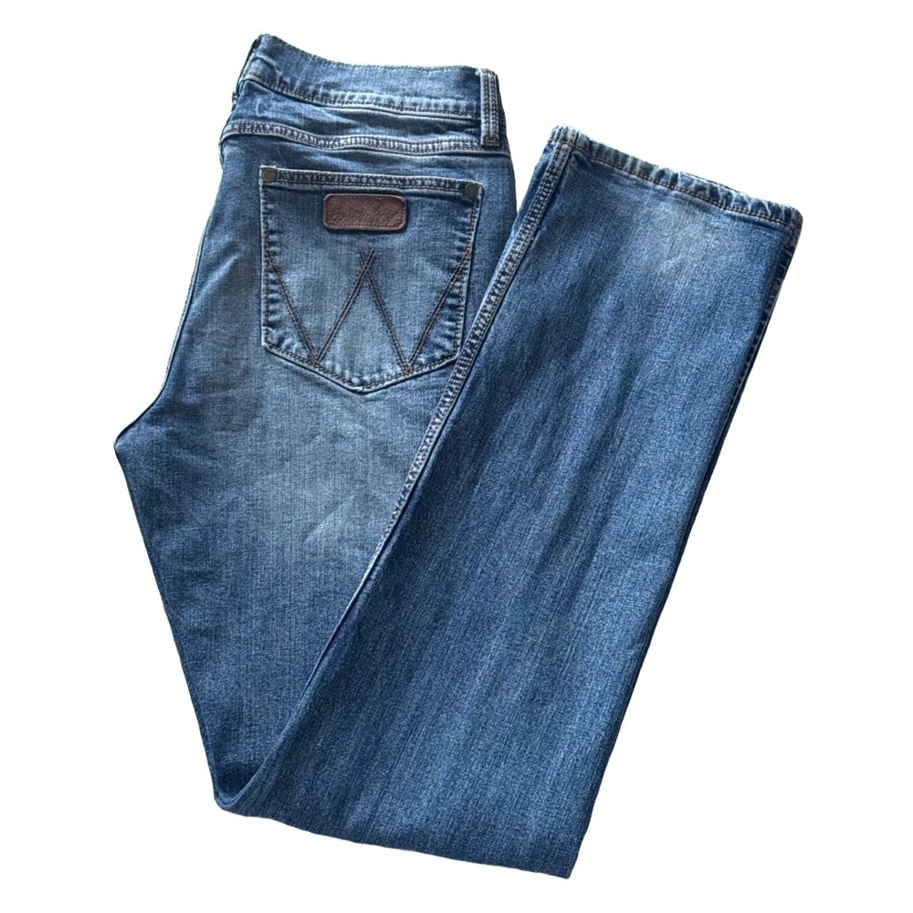 Wrangler Retro Slim Straight Jeans Mens 32x36 Blue Denim WLT88BZ Western Cowoy - Picture 3 of 9
